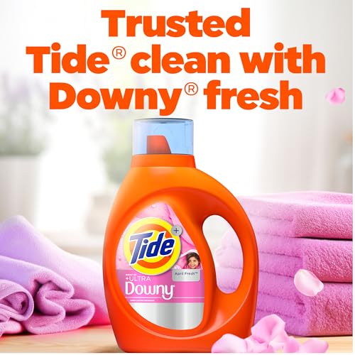 Tide Plus Boost of Ultra Downy Liquid Laundry Detergent, April Fresh Scent, 92 fl oz, 65 Loads, Laundry Detergent Liquid with Long-Lasting Freshness