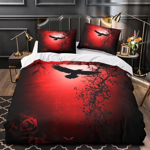 Housse de couette corbeaux noirs lit super king 260x220cm