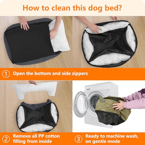 HMTOPE Hundebett, Hundesofa, Hundekissen, Hundekörbchen Abnehmbar und waschbar, Olivgrün, 110 x 86 x 26 cm