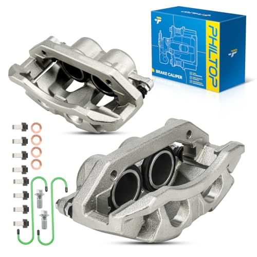 Image of PHILTOP Front Brake Calipers for Dodge Ram 1500, Dakota & Mitsubishi Raider | Front Left & Right Silver Calipers. Compatible with select Dodge Ram 1500, Dakota, and Mitsubishi Raider models