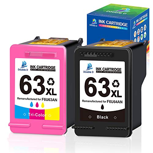 DOUBLE D Remanufactured Ink Cartridge Replacement for HP 63 XL 63XL for OfficeJet 3830 Envy 4520 4512 OfficeJet 4650 5255 5258 Deskjet 1112 3634 3639 3632 Printer (1 Black, 1 Tri-Color)
