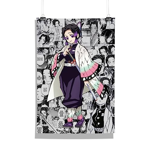 Image of MCSID RAZZ - Demon Slayer - Shinobu Kocho - The Insect Hashira Design A4 Size Poster (With Frame) - Best Gift For Demon Slayer Fans /Best Artifacts To Your Home & Decor /For Anime Fandom