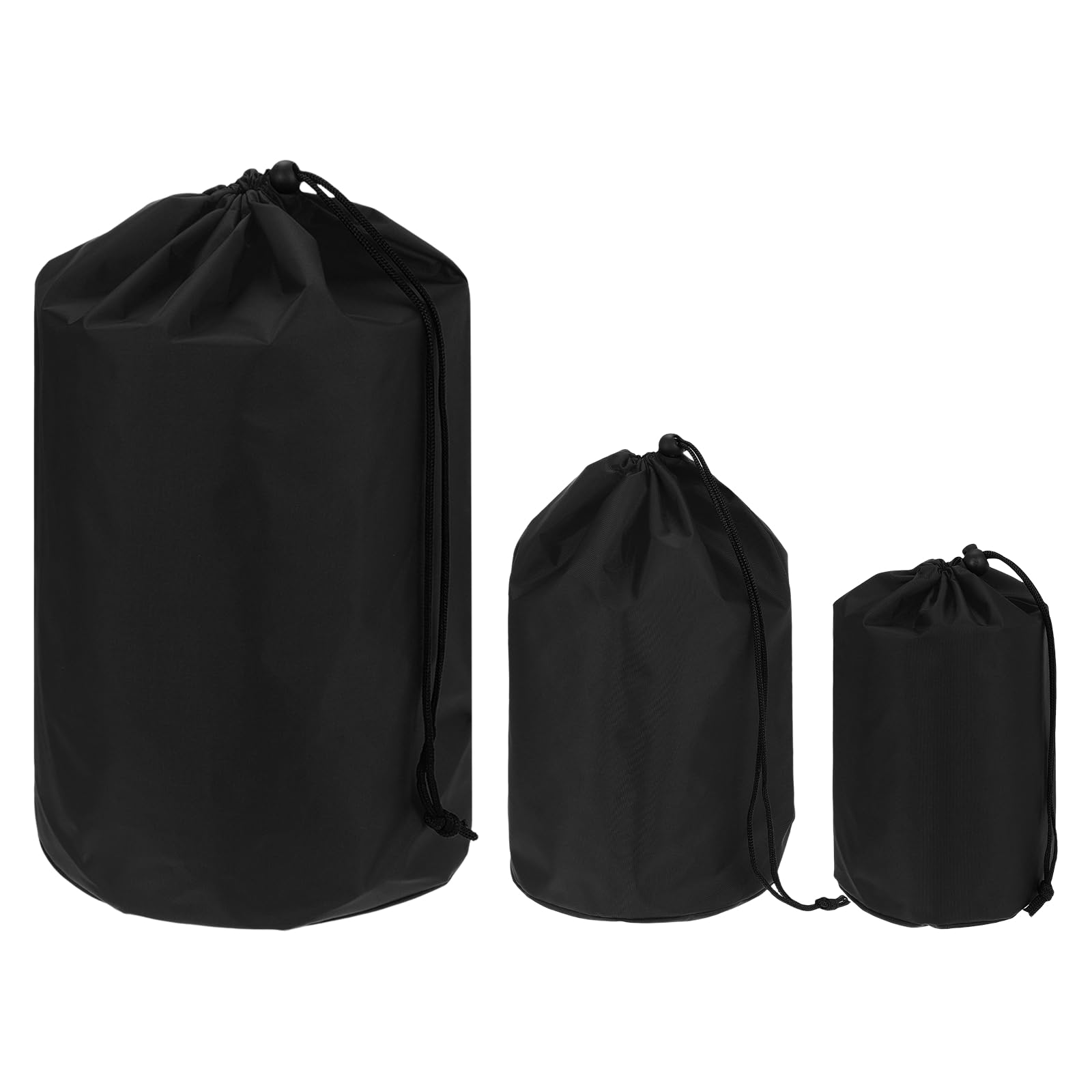 YELARXI Drawstring Bag with Toggle, Cinch and Ditty Pouch Portable Outdoor Products Ditty Bag 32/43/68cm & 3 Pack & Black - Fitting for (Backpacking/Camping/Traveling)