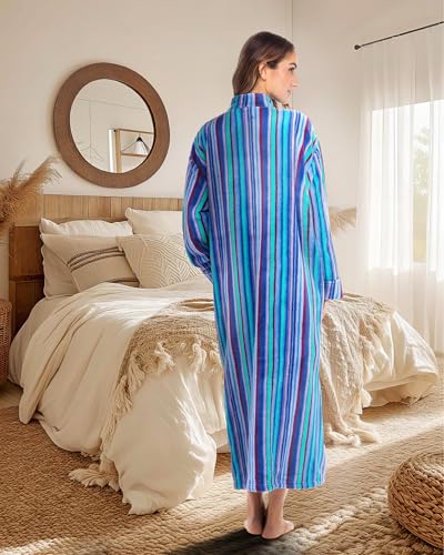 Image of Alexander Del Rossa Long Zip Up Robes, Plush Zipper Robes for Plus Size, Housecoats Zipper Front