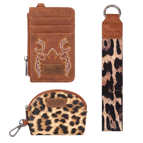 Image of Wrangler Keychain Wristlet Wallets for Women Western Dual Pouch Wristlet Credit Card Holder Wallet
