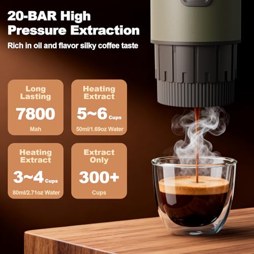 Image of Portable Espresso Maker, 3 in 1 Coffee Maker Set with Carrying Bag and Coffee Stand, Coffee Machine Works with Ground Coffee & Capsule Pod, Self-Heating Brewer with USB-C for Travel, Hiking, Office