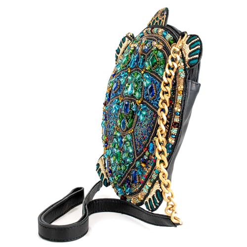 Mary Frances Wave Rider Beaded Crossbody Handbag Clutch Novelty Evening Purse Turtle Design with Removable Chain Strap, Multicolor4