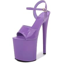 Vujkliy 20CM/7.87IN Patent Leather High Heels Stiletto Sexy Waterproof Platform Catwalk Model Super High Sandals