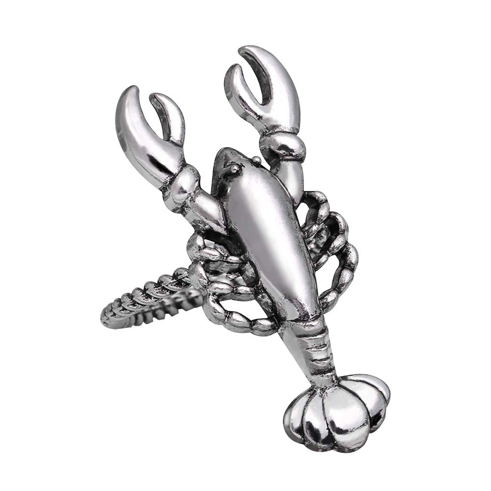 QTKJ Alloy Home Silver Lobster Napkin Ring Set of 6 Napkin Buckle for Christmas, Holidays, Wedding, Parties, Dinners Decor (Lobster, Silver)