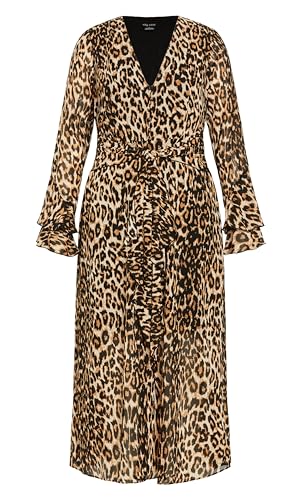Image of City Chic Women's Plus Size Maxi Dress - Plunge Frill Print