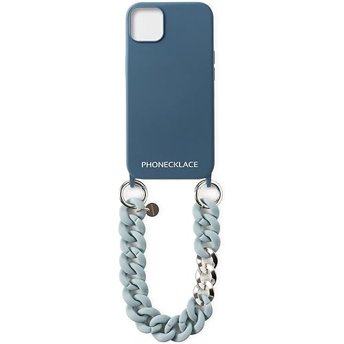 フォンネックレス iPhone 13 シリコンケース ハンドチェーンストラップ付き [ ショートストラップケース ハンディストラップ 転落防止 スマホ ] ティールブルー PN23258i13BL【国内正規品】
