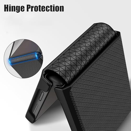 Image of Kapa Textured Grip Hinge Protection Back Cover for Samsung Galaxy Z Flip7 / Z Flip 7 | with [Inbuilt Glass] Full Body Shockproof Hard Back Case (Black)