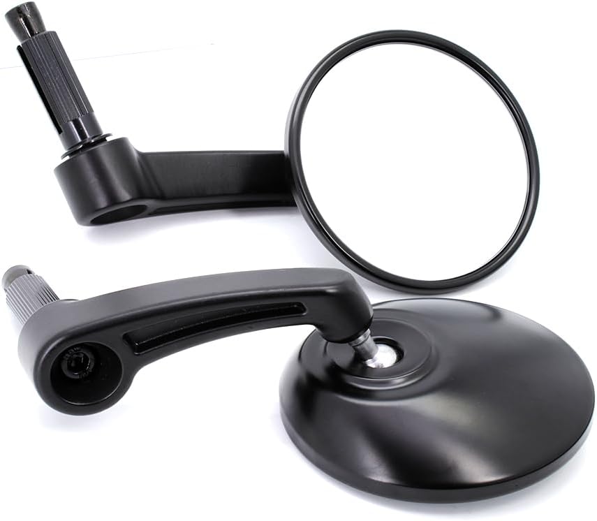 Universal 7/8 Inch 22MM Black Diameter 3.75" Aluminum Motorcycle Handle Bar End Round Side Rear View Mirrors Compatible With Most 22mm Street Bike (BLACK)