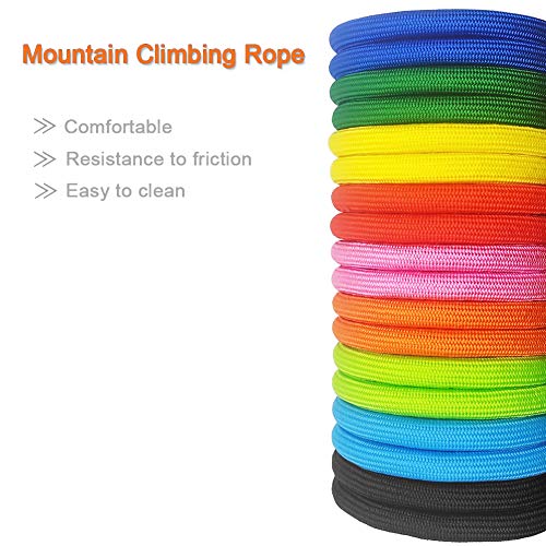 SEPXUFORE 6FT/8FT/10FT Rope Dog Leash, 10+ Colors Classic Leash, 1/4” and 1/2” Strong Nylon Climbing Leash with Leather Tailor Connection, for Small Medium Large Pets (1/2\" x 6\', Yellow)