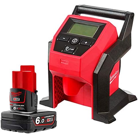 Milwaukee M12BI 12V Sub-Compact Tyre Inflator with 1 x 6.0Ah Battery Cover