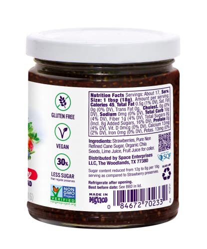 World Of Chia Standard Chia Spread - All Natural, Plant Based, Gluten Free, Vegan, Omega 3, Kosher, Made In Usa, Non Gmo Verified, Made With Local Fruit & Non Refined Cane Sugar - (Strawberry, 3Packs) #TOP3