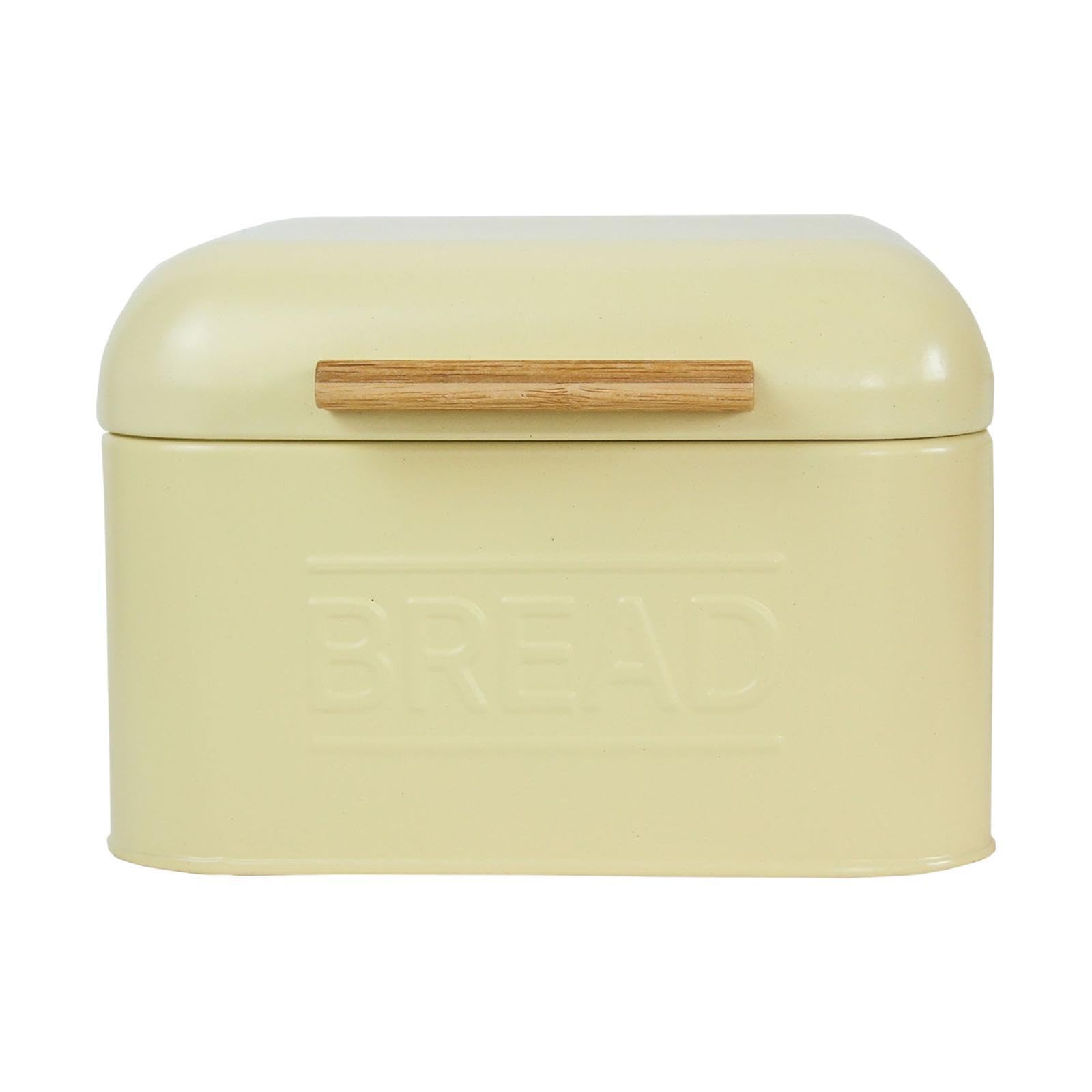 Twisaxc Light Yellow Durable Kitchen Iron Bread Box Offers Practical Bread Storage Bin For Everyday And Stylish Decor Easy To Open And Close Kitchen Iron Box Storage Container 20X20x14cm