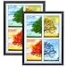 PETAFLOP 5x7 Picture Frames Collage 4 Openings Photo Collage Frames for Walls White Matted with Plexiglass Covering, Set of 2