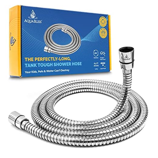 AquaBliss Handheld Shower Hose - 6.5'Ft Extra Long Replacement, Universal Fit - Anti-Tangle 360 Rotation - Anti-Burst EPDM Woven Nylon, Rust Proof Brass/Stainless Steel Shower Head Hose Cord Extension