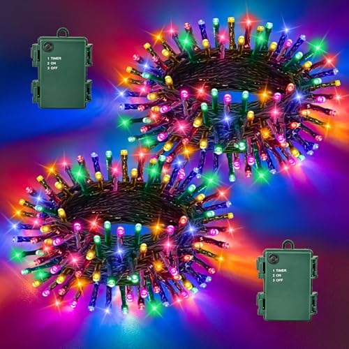 Gcstnn Lichterkette Batterie Außen, 2 Stück Insgesamt 10M 100er LED...