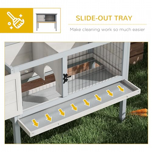 Pawhut USD51-119BK0131 Elevated Wooden Rabbit Hutch thumb #5