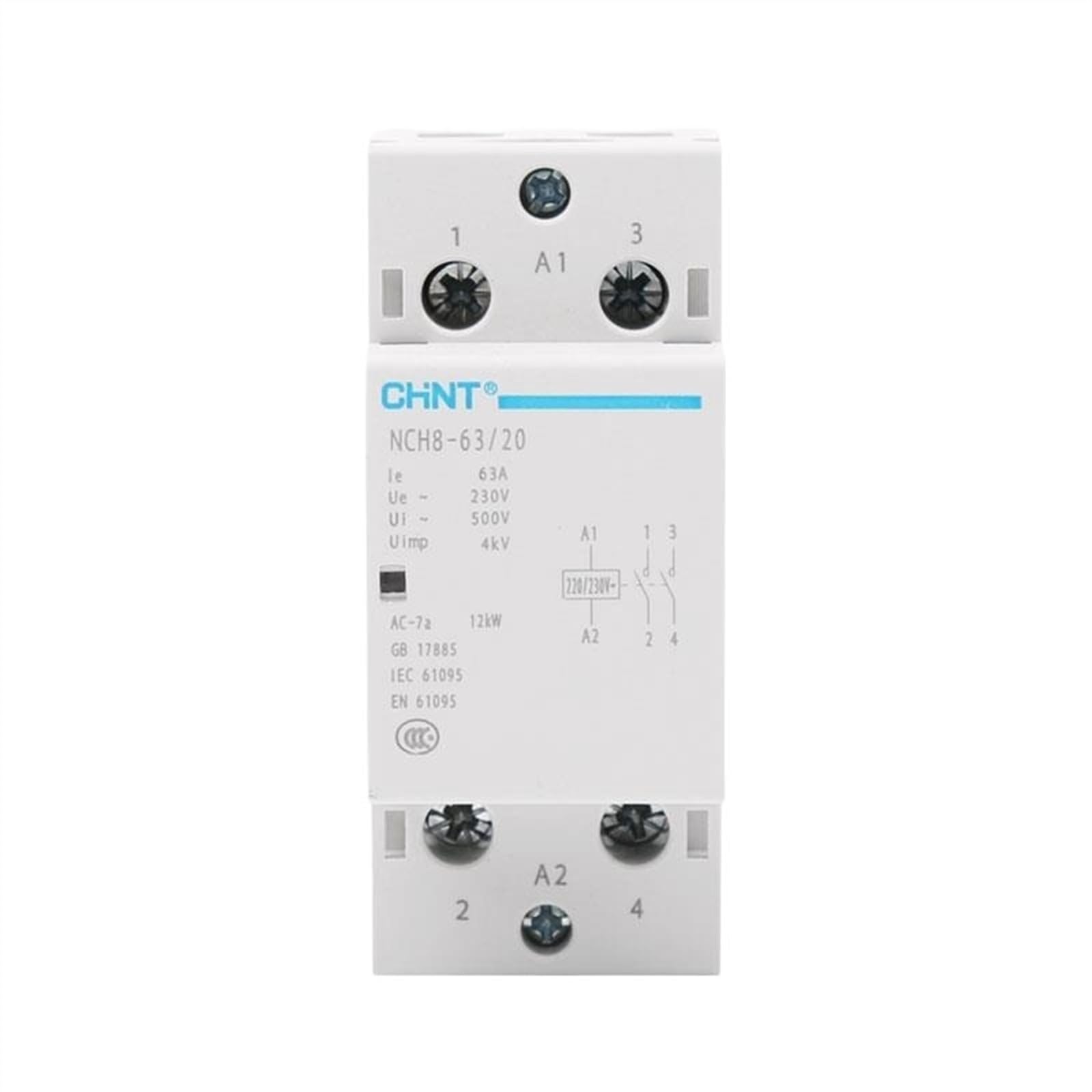 AVSBBYEPS NCH8-63/20 Modular AC Household Contactor 220V 230V 63A 1NO 1NC 2NO 2NC(Nch8-63a-11 1no 1nc)