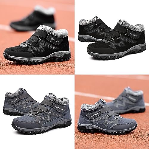 Men's Winter Outdoor Snow Boots,Comfort Warm Fur Lined Waterproof Non-Slip Arch Support Adjustable Ankle Booties Sneakers3