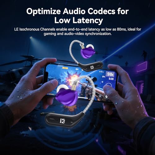 Image of KBEAR BT15 PRO IEM Bluetooth Adapter, Bluetooth 5.4 Module, Waterproof Ear Hook Extra Long Battery Life Wireless Cable, 0.78MM 2-Pin Cable for KZ ZST /ZSTX /EDX /ES4 /AS10 IEM