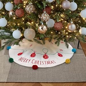 Small Christmas Tree Skirt with Colorful Pompom,24 Inches Flannelette Mini Tree Skirt for Xmas Holiday Party Home Decor Small Christmas Tree Skirt with Colorful Pompom24 Inches Flannelette Mini Tree Skirt for Xmas Holiday Party Home Decor