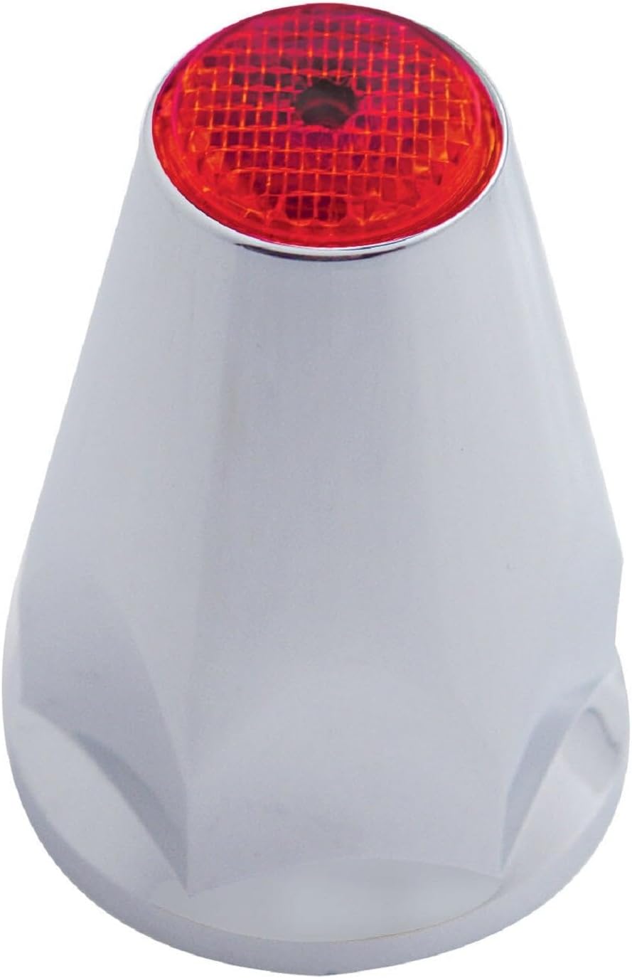 C2W 33mm x 2-3/4" Chrome Plastic Nut Covers with Flange Push on Red Reflector, Road-Ready Upgrade
