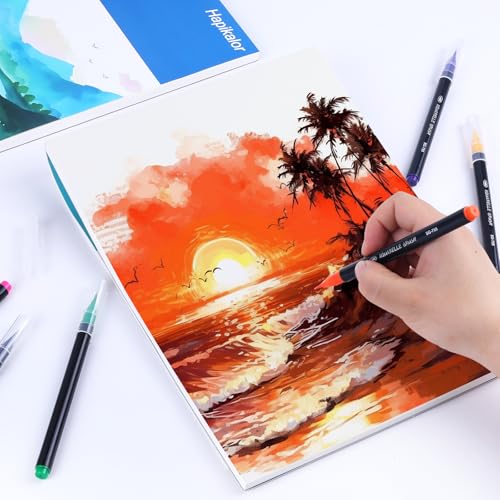 Image of Hapikalor Watercolor Paper Pad, 9 inchx12 inch 140lb /300gsm Artist Drawing Sketch Book, Paper Pad, Art Journal, Arts and Crafts Supplies for Adults Kids, Paint Set, Colors, Canvas Painting, Watercolors, Blue