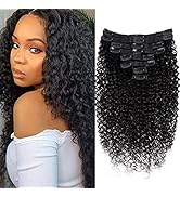 Graww Curly Hair Extensions Real Human Hair for Black Women 3C 4A Brazilian Remy Kinky Curly Clip...