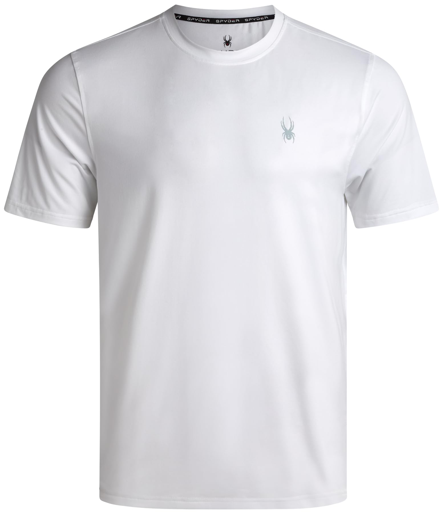 Spyder Mens T Shirt - Athletic Performance Short Sleeve Running Workout Tee - Moisture Wicking Crewneck Shirts for Men, White Chest Logo, Medium