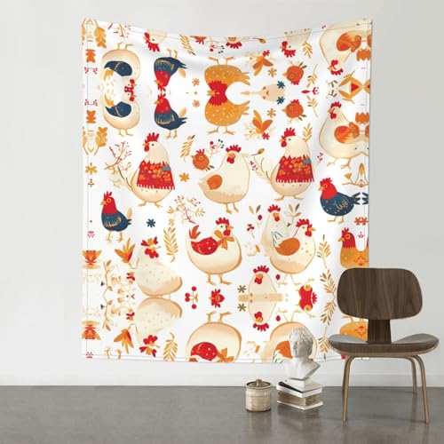 Tapisserie poule poussins 152x129 nappe tissu décoration murale salon