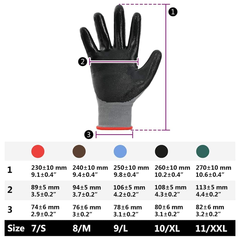 Guantes de trabajo 24 piezas gris negro talla 7 S de poliéster resistente con agarre antideslizante para jardín, construcción, taller y montaje, transpirables, resistentes al desgaste