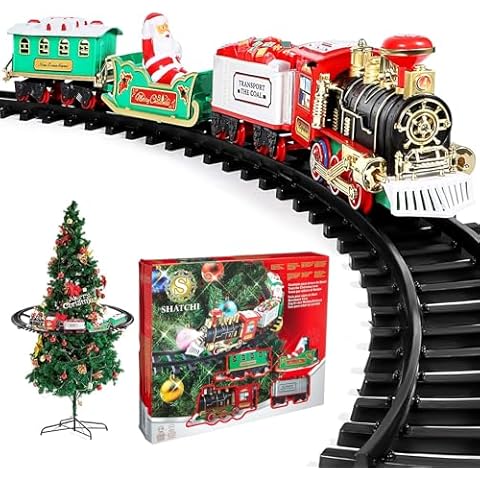 SHATCHI Christmas Tree Train Set with Lights and Sound Cover