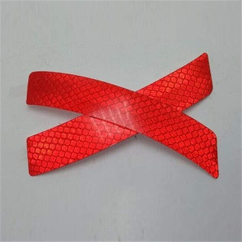 NO-LOGO Hf-Accessories 2Pcs/Set Car Styling Motorbike Reflective Strip Stickers Warning Wheel Rim Eyebrow Warning Light Secure Reflector Stickers (Color : Red)