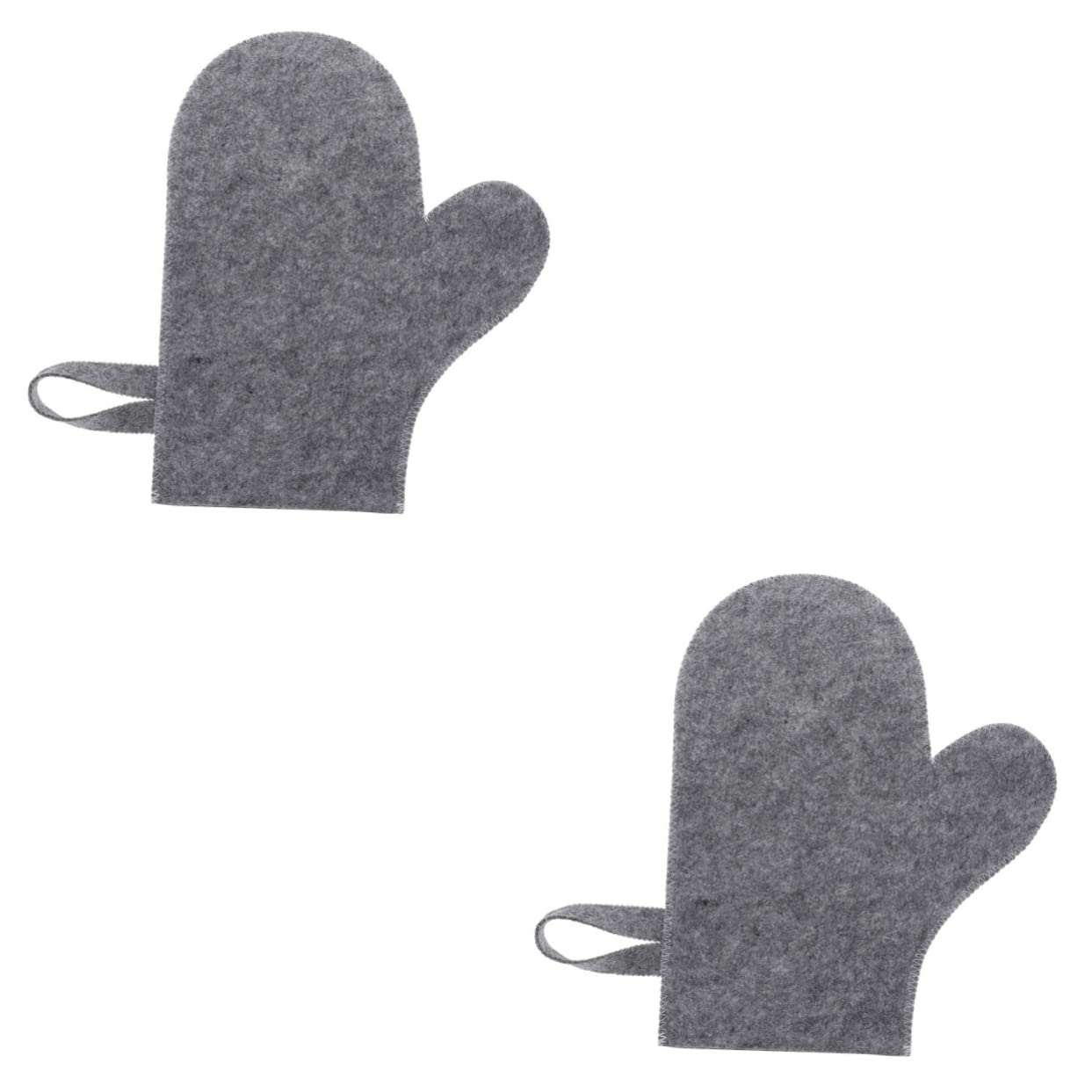 Beatifufu 2pcs Shower Sauna Glove Comfortable Felt Material Sauna Accessory Mitt