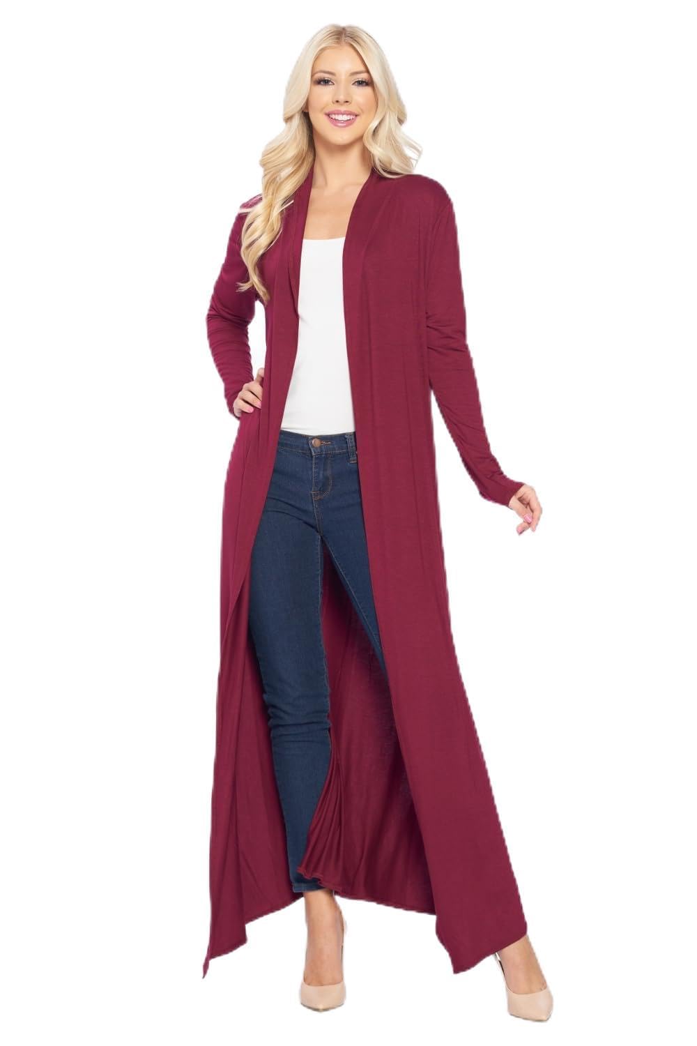 Isaac Liev Maxi Cardigan Duster Sweater – Women's Extra Long Open Front Full Length Lightweight Cardigans Dusters Sweaters