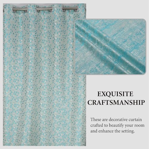 Image of FRESH FROM LOOM Polyester Bedroom Curtains Set of 3 Window Parda | Floral Room Darkening 12 Feet Long Curtains for Living Room with Eyelets Ring Parde Screens (Set of 3 |Aqua)