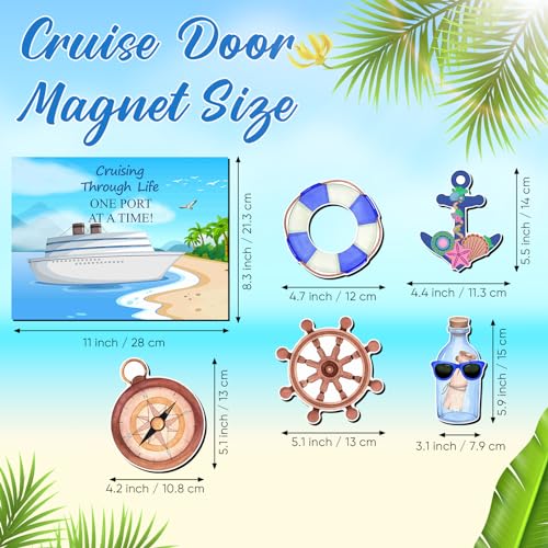 Image of Kanayu 6 Pcs Sea Cruise Door Decorations Magnetic Large Ship Decorations Magnets Anchor Cruise Decor Car Fridge Magnet Decal for Carnival Stateroom Door