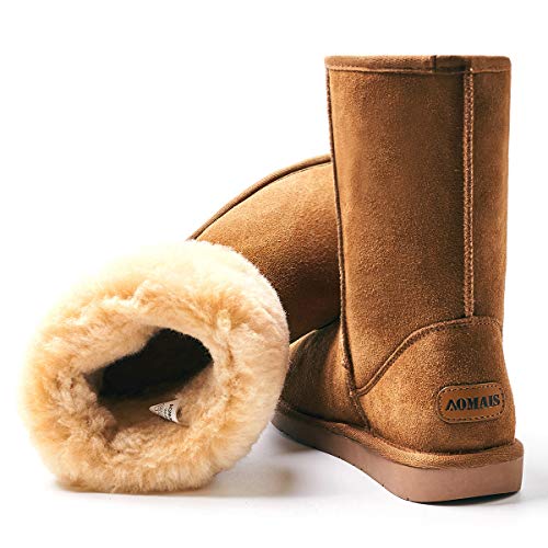 AOMAIS Women’s Winter Snow Boots Fur Lined Mid Calf and Mini Outdoor Warm