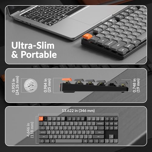 Image of Keychron K1 Max Ultra-Slim Wireless Mechanical Keyboard, 80% TKL Layout Bluetooth /2.4 GHz /Wired Keyboard with Low-Profile Gateron Banana Switch, Hot-Swappable, RGB Backlit QMK for Mac Windows Linux