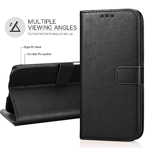 Image of SHINESTAR Nokia G42 5G Flip Back Cover | PU Leather Flip Cover Wallet Case with TPU Silicone Case Back Cover for Nokia G42 5G - Classy Black