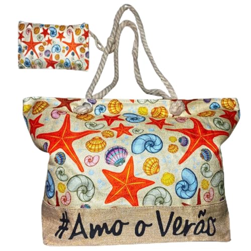 Bolsa De Praia Piscina Grande Em Tecido Com Nécessaire (Estampa 10)