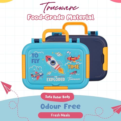 Image of Trueware Galaxy 2 304 Stainless Steel PU Insulated Lunch Box with Two Compartment BPA Free, Food Grade Ideal for School, Picnic, Office & Outdoor - 530ml