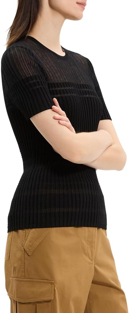 Theory Womens Sheer Stripe T - Image 4