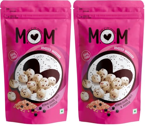 Image of MOM - Meal of the Moment, Roasted Himalayan Salt N Pepper Makhana, 52 / 56g | Gluten Free | Anti Oxidants | MSG Free | Zero Trans Fat | No added Preservatives and No Artificial Flavours (Pack of 2)