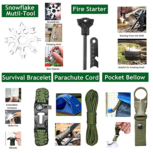 21 in 1 Survival Kit, Outdoor Ausrüstung, Survival Ausrüstung für Camping, Bushcraft, Wandern, Jagd, Abenteuer, für Männer, Väter