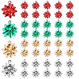 MARFOREVER 40 Pcs/20 Pairs Christmas Charms for Jewelry Making, Christmas Bow Charms Red Green Gold, Silver Mini Gift Bow Charm Holiday Xmas Bangle Pendants for Bracelet Necklace Earrings Making